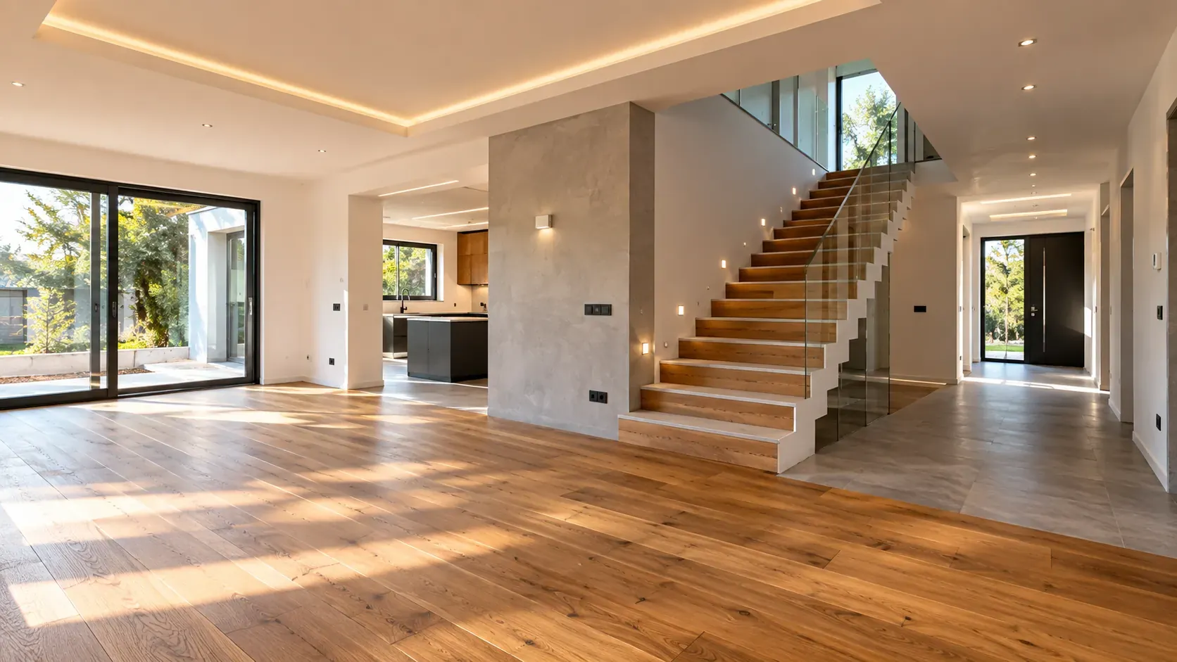 Moderner Wohnraum mit Treppe – ES Bauvision